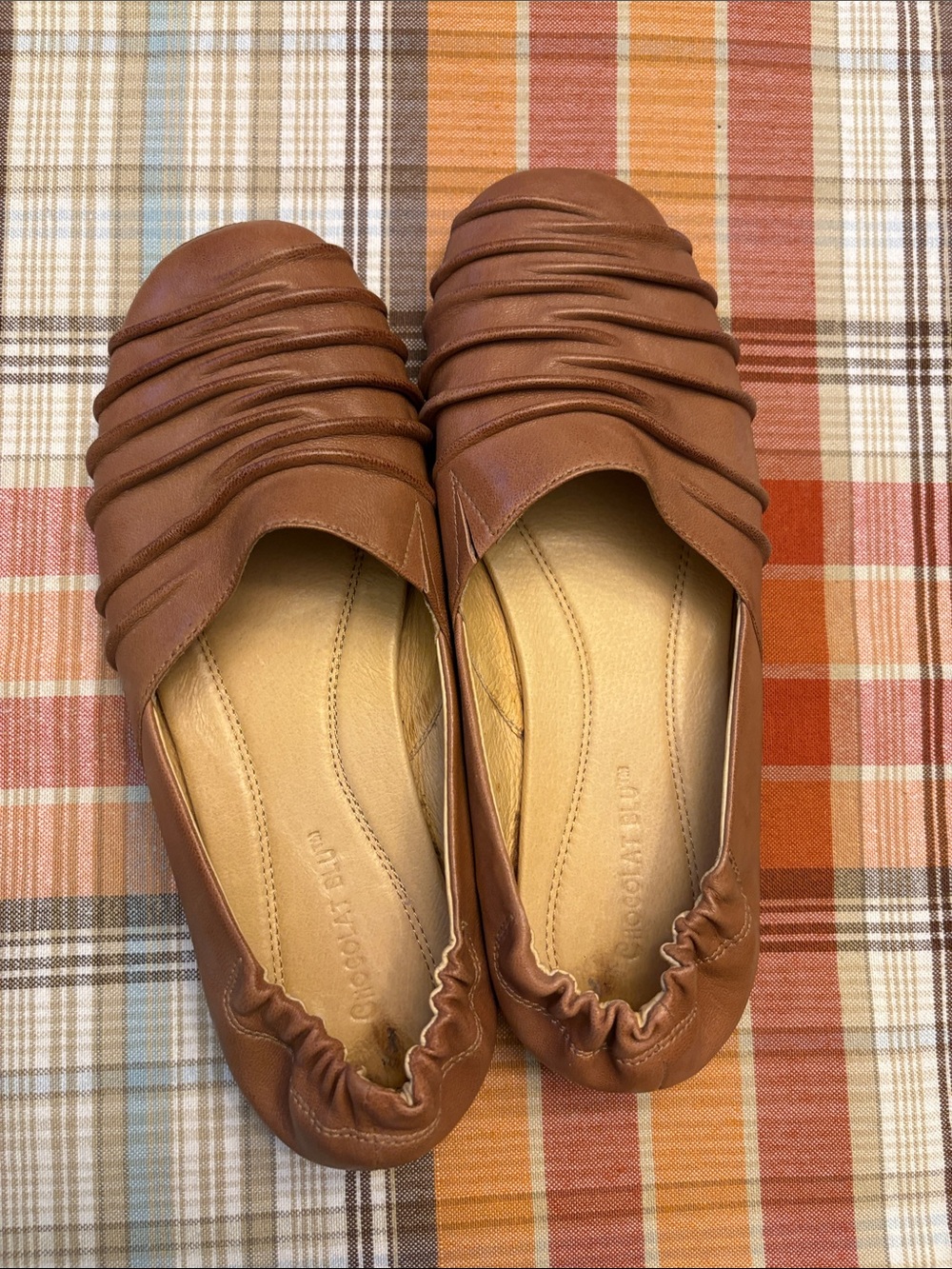 Chocolat Blu Cognac Leather Ballet Flats